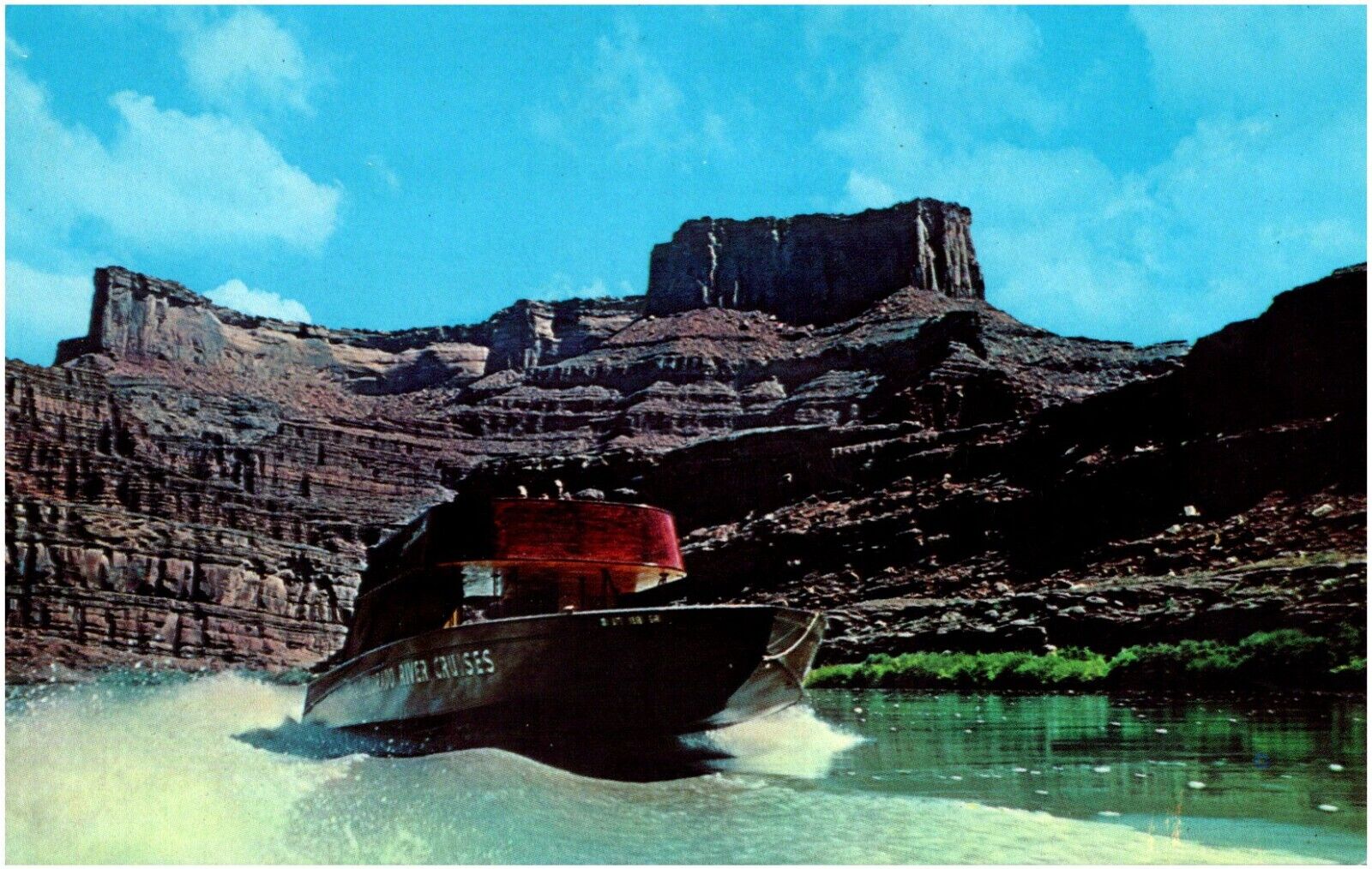 Tex\'s Colorado River Cruises Moab Utah Jet Boat 1960s Chrome Postcard Unused