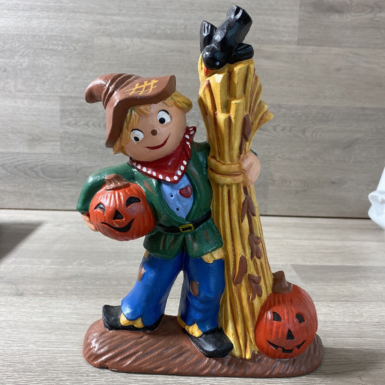 VTG 10” Old World Christmas Cast Iron Halloween Doorstop Scarecrow Pumpkin Nice