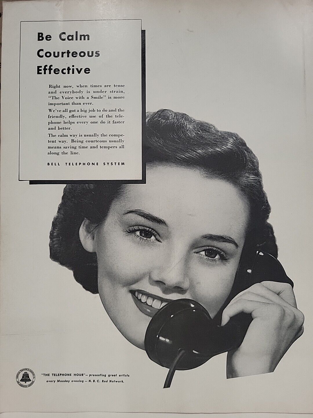 1942 Bell Telephone Fortune WW2 Print Ad Q3 Operator Smile Phone Homefront War
