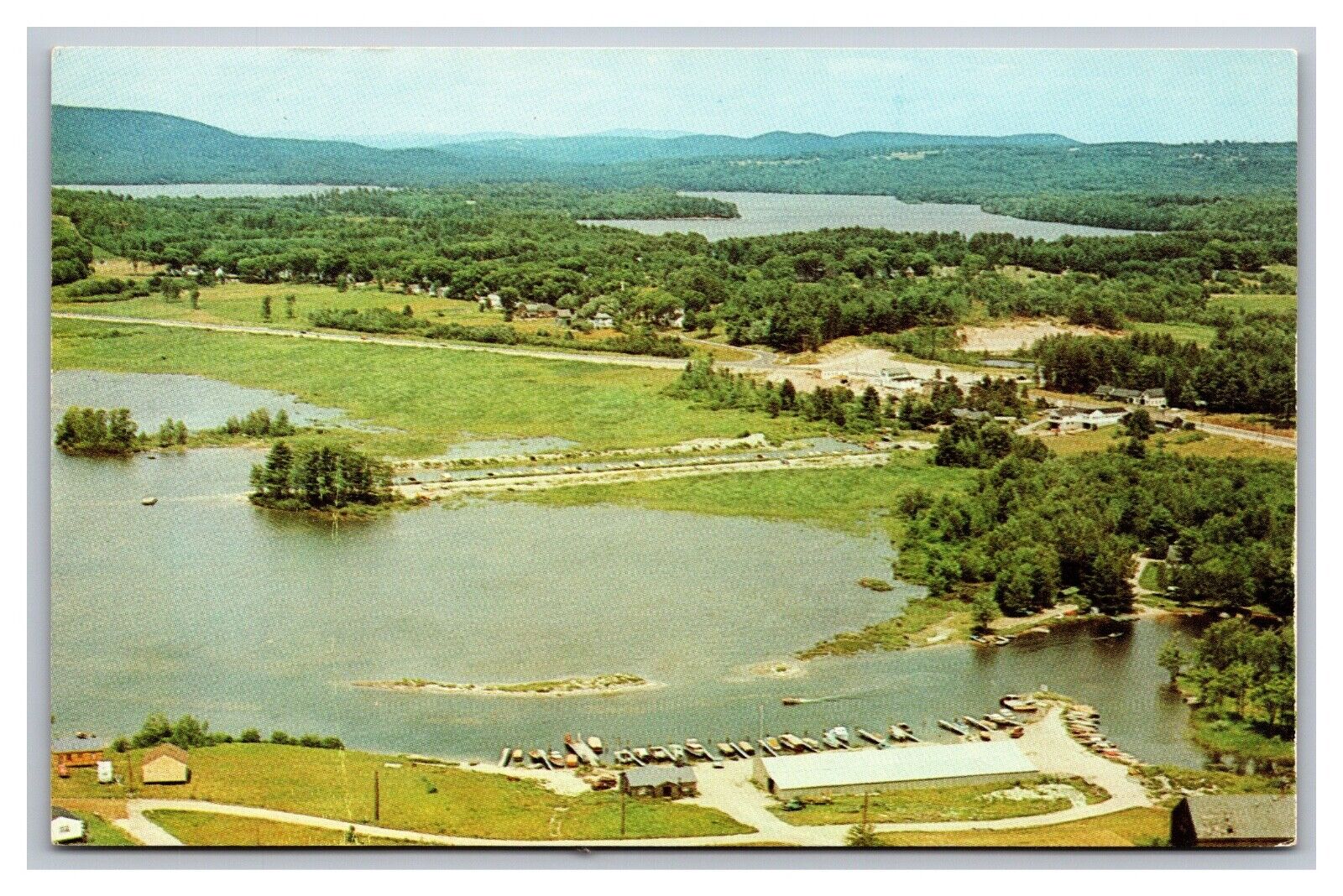 Raymond ME Maine Air View of Raymond & Panther Pond Chrome Postcard Posted 1964