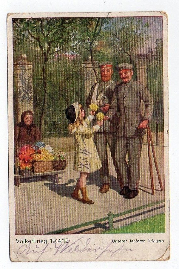 WW 1 Postcard,German, People\'s War, Feldpost 1915, 13 LW. Division, Propaganda