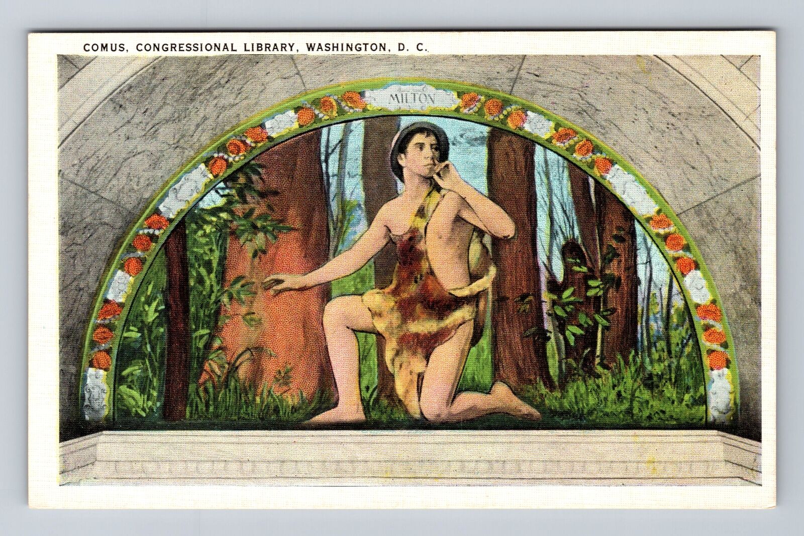 Washington DC, Congressional Library, Comus the Enchanter, Vintage Postcard