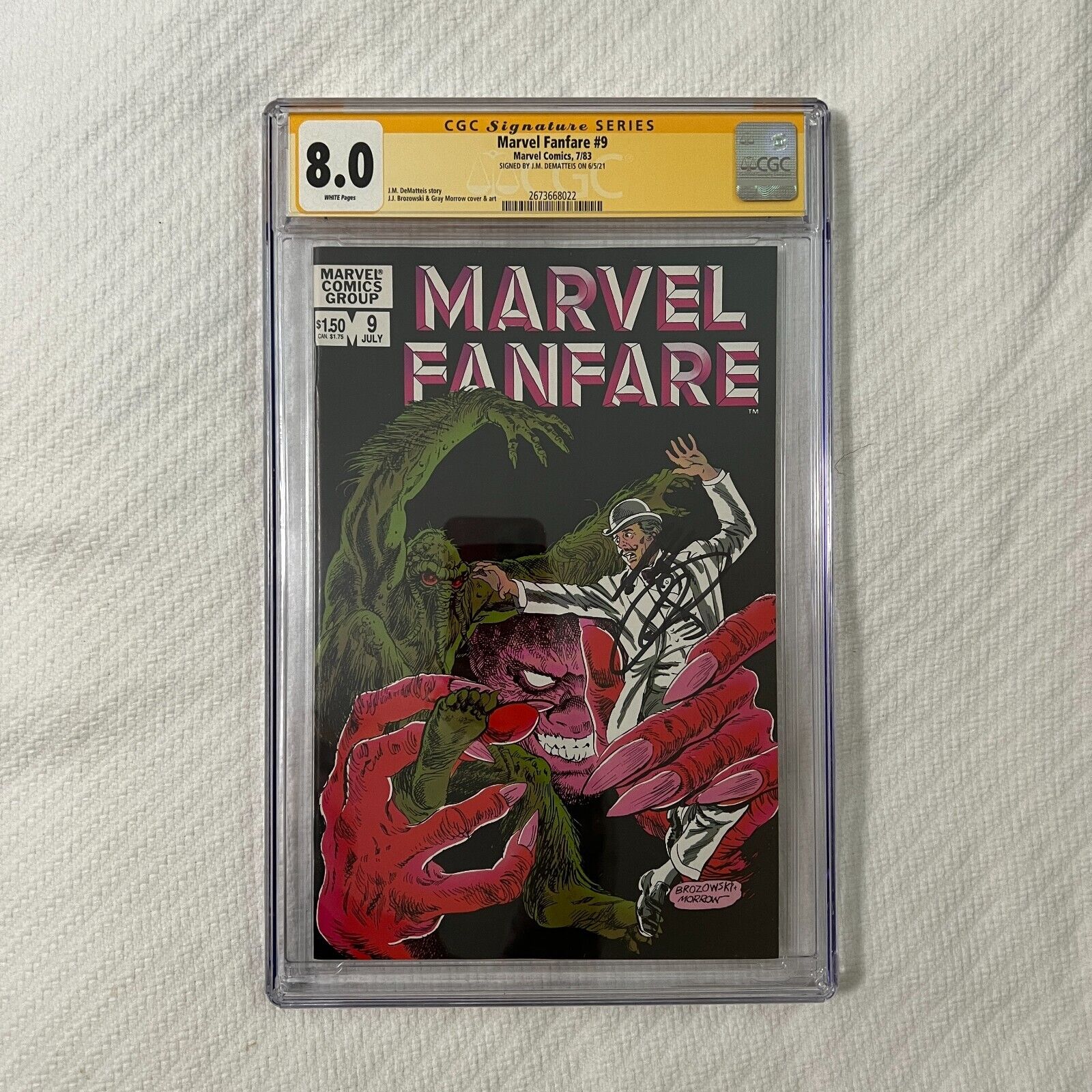 8.0 CGC Marvel Fanfare #9 Signature Man-Thing J.M. DeMatteis Brozowski Morrow