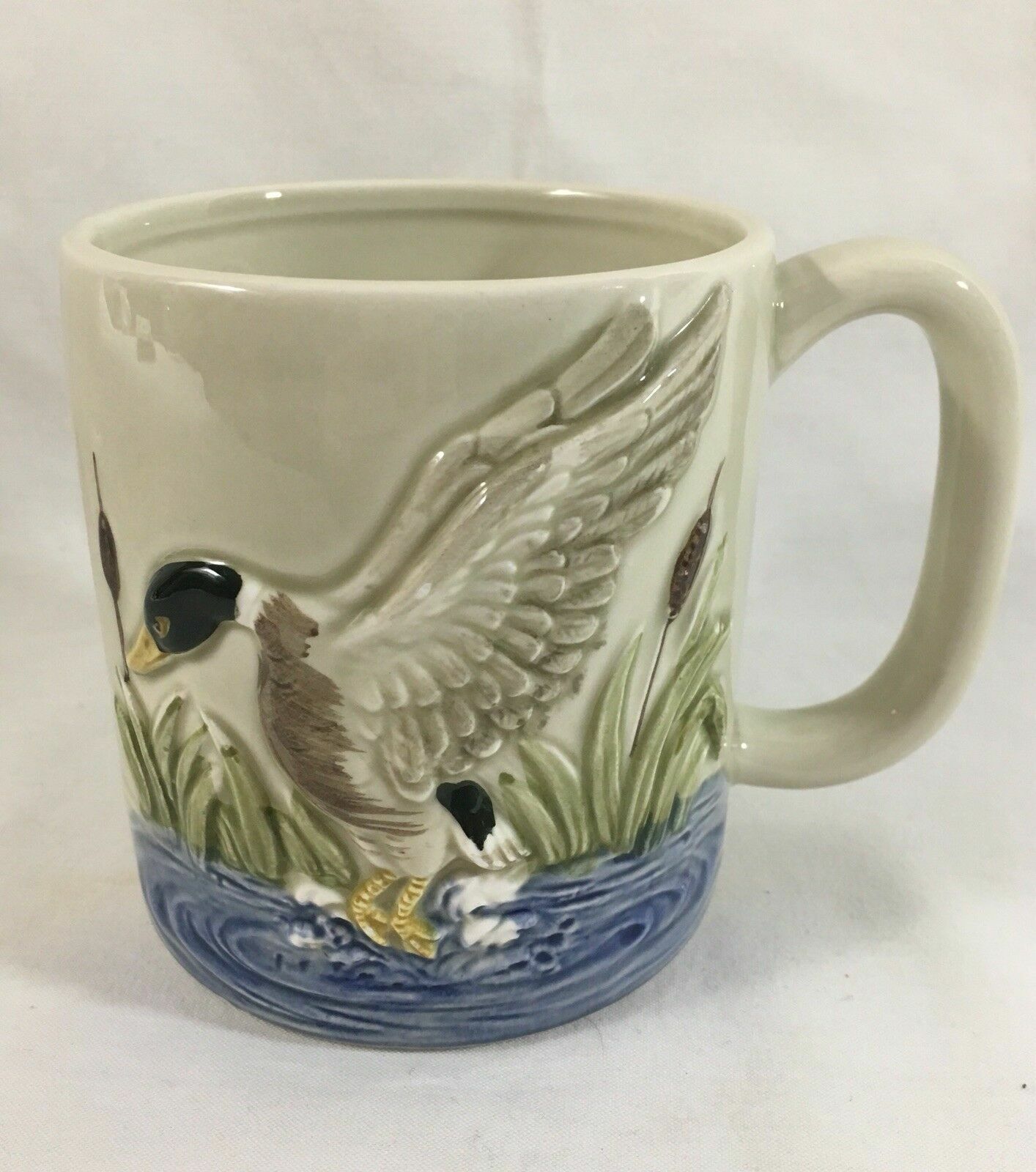 Vintage Otagiri Mug Mallard Duck in Relief | Hand painted coffee cup c. 1980’s