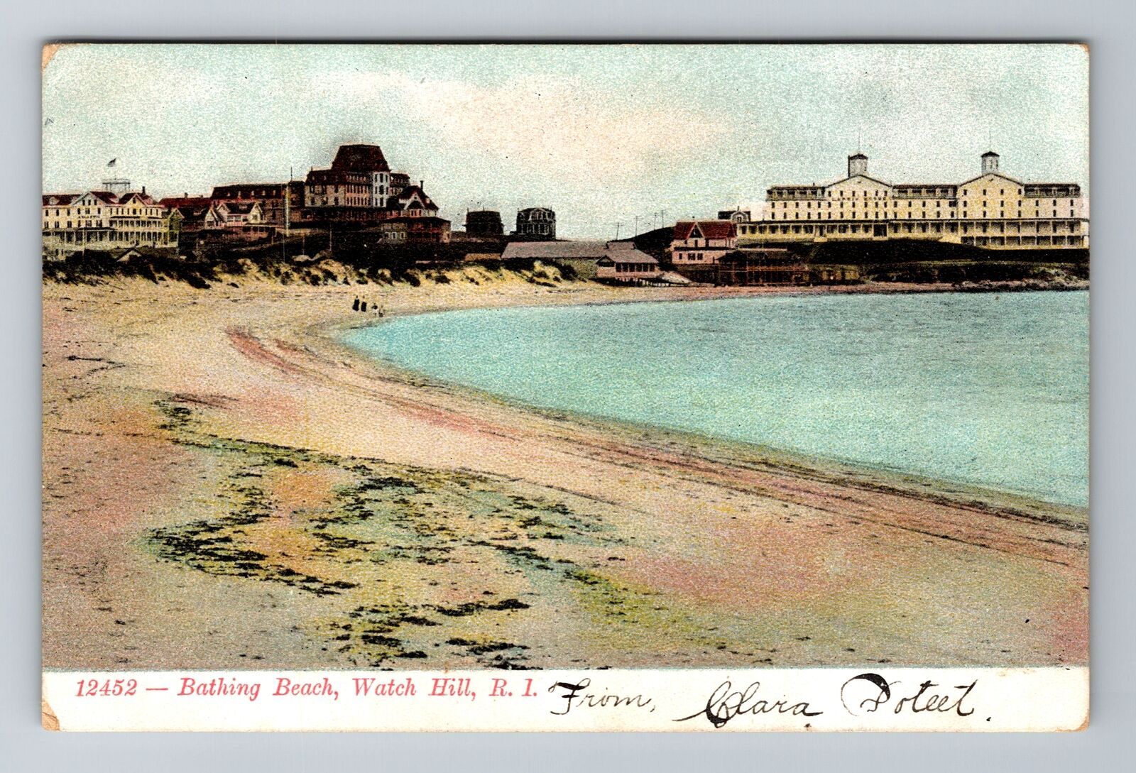 Watch Hill RI-Rhode Island Bathing Beach  Vintage c1909 Souvenir Postcard