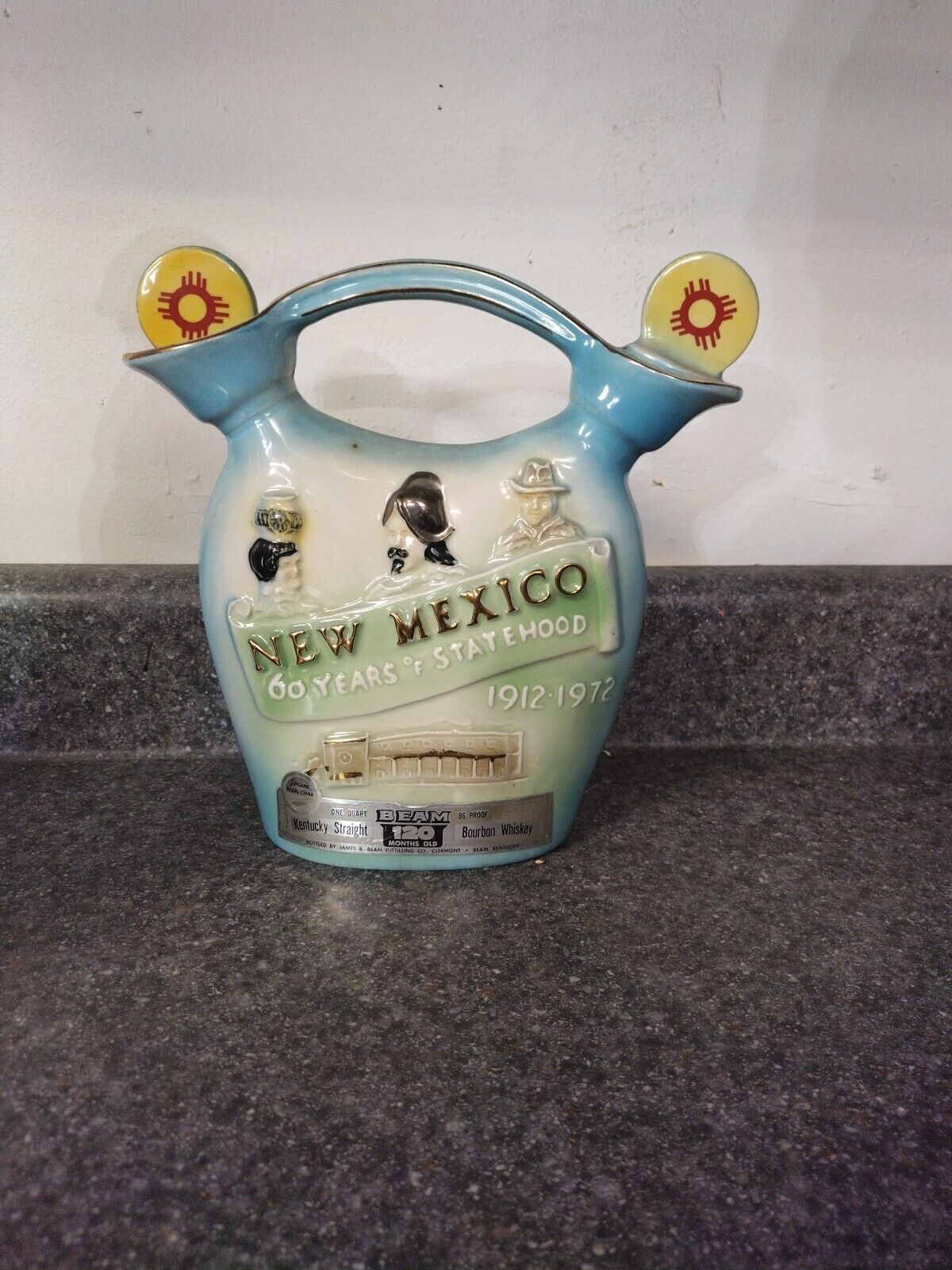 NEW MEXICO STATE DECANTER 1972 60 YEARS OF STATEHOOD - JIM BEAM REGAL CHINA