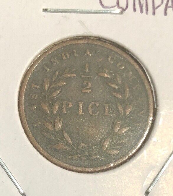 1853 British East India Company 1/2 Pice Copper Coin-21MM-Victoria -KM#464