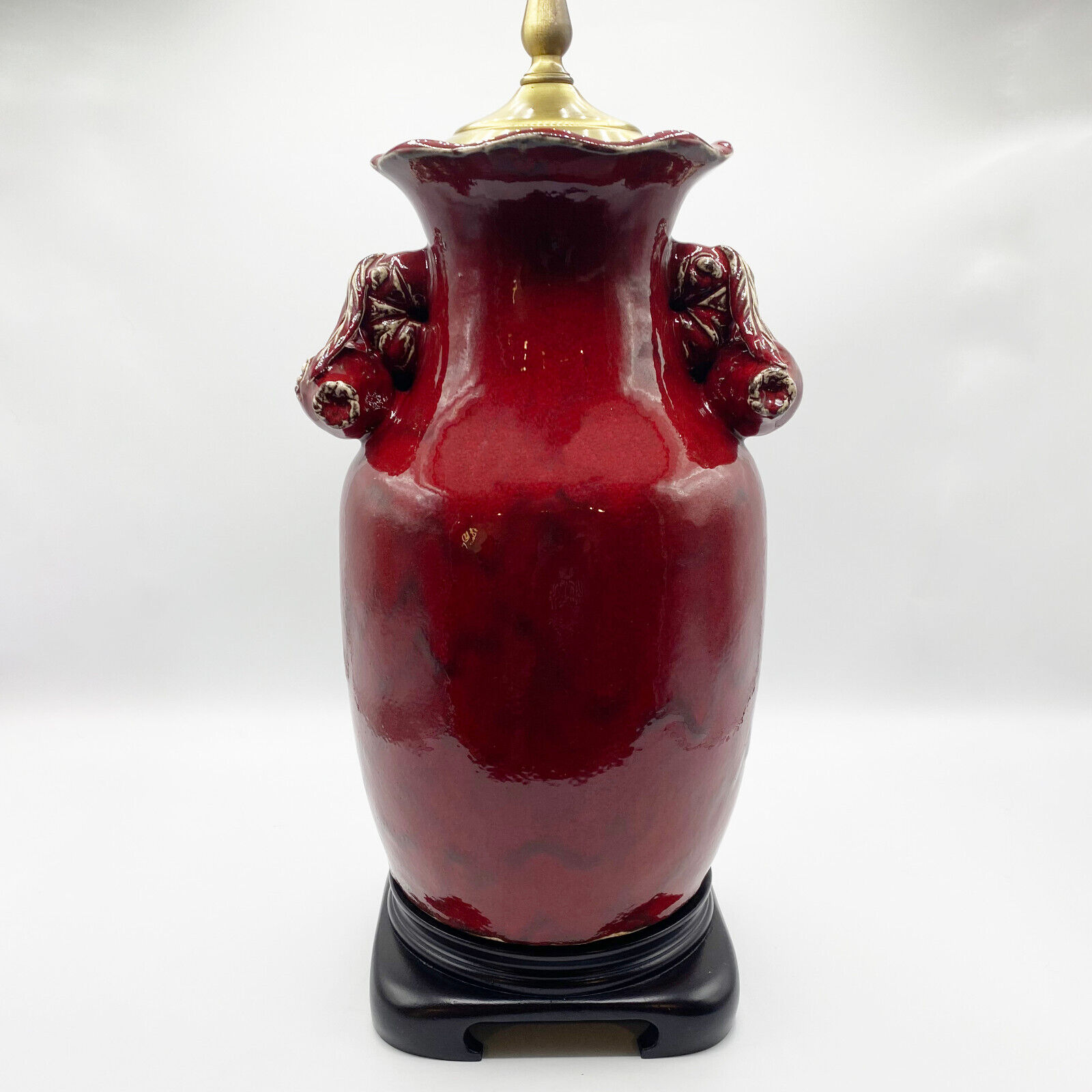 BRADBURN GALLERY Vintage Red Sang de Boeuf Table Lamp with Pomegranate Details