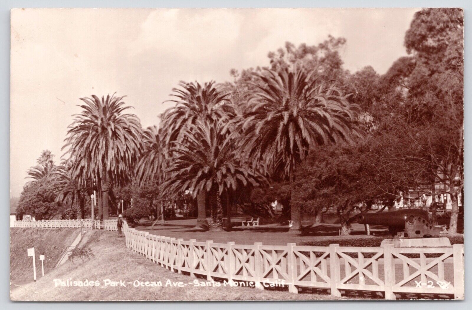 Postcard RPPC Palisades Park Ocean Ave. Santa Monica California c1950s