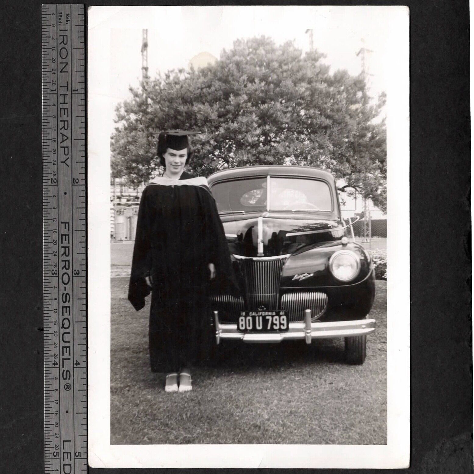 CarSpotter: 1941 FORD Super DeLuxe & Happy New Graduate: Vintage SNAPSHOT Photo
