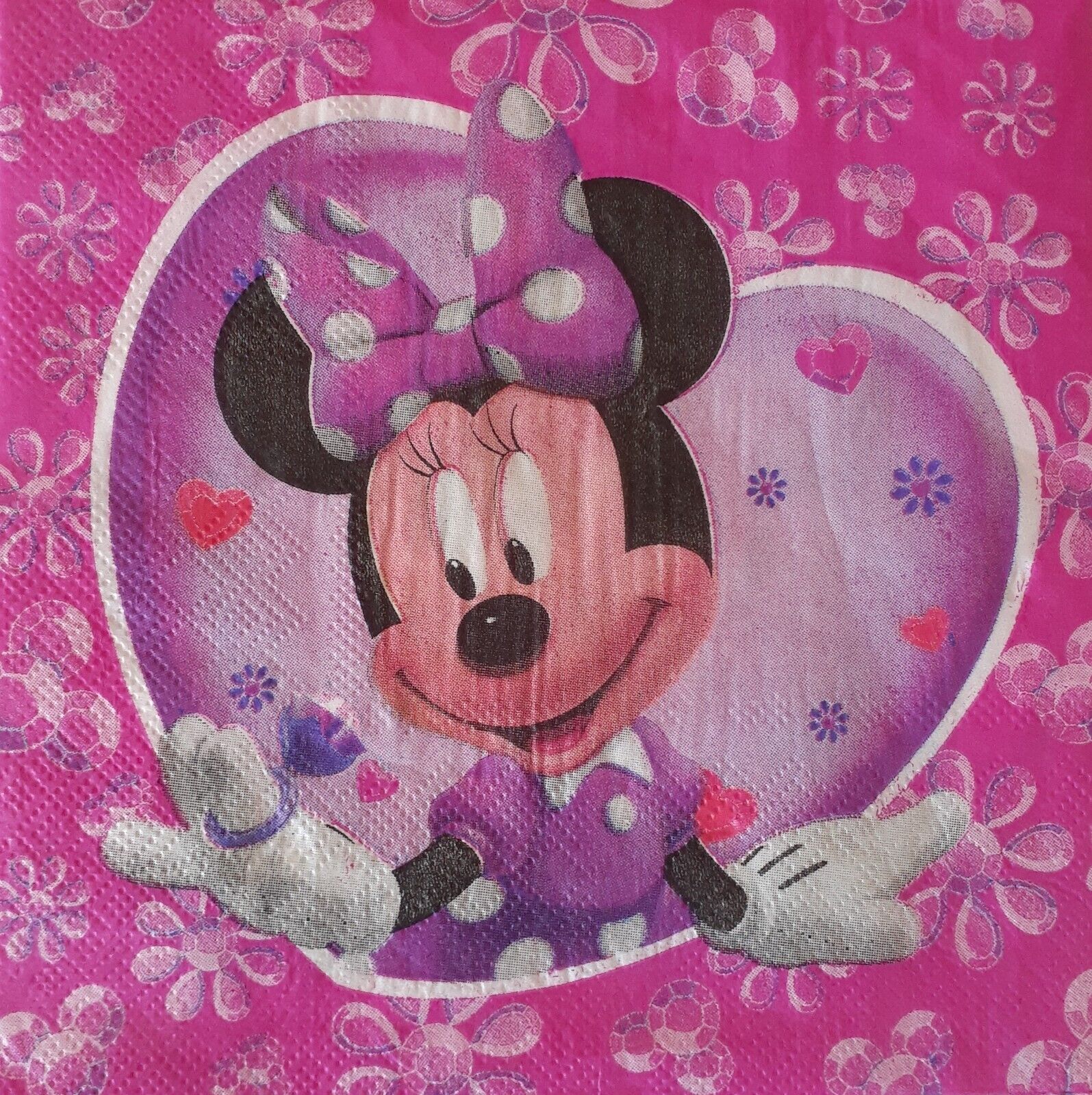2 individual Paper Decoupage NAPKINS - MINNIE GIRLY PINK MOUSE PRINCESS
