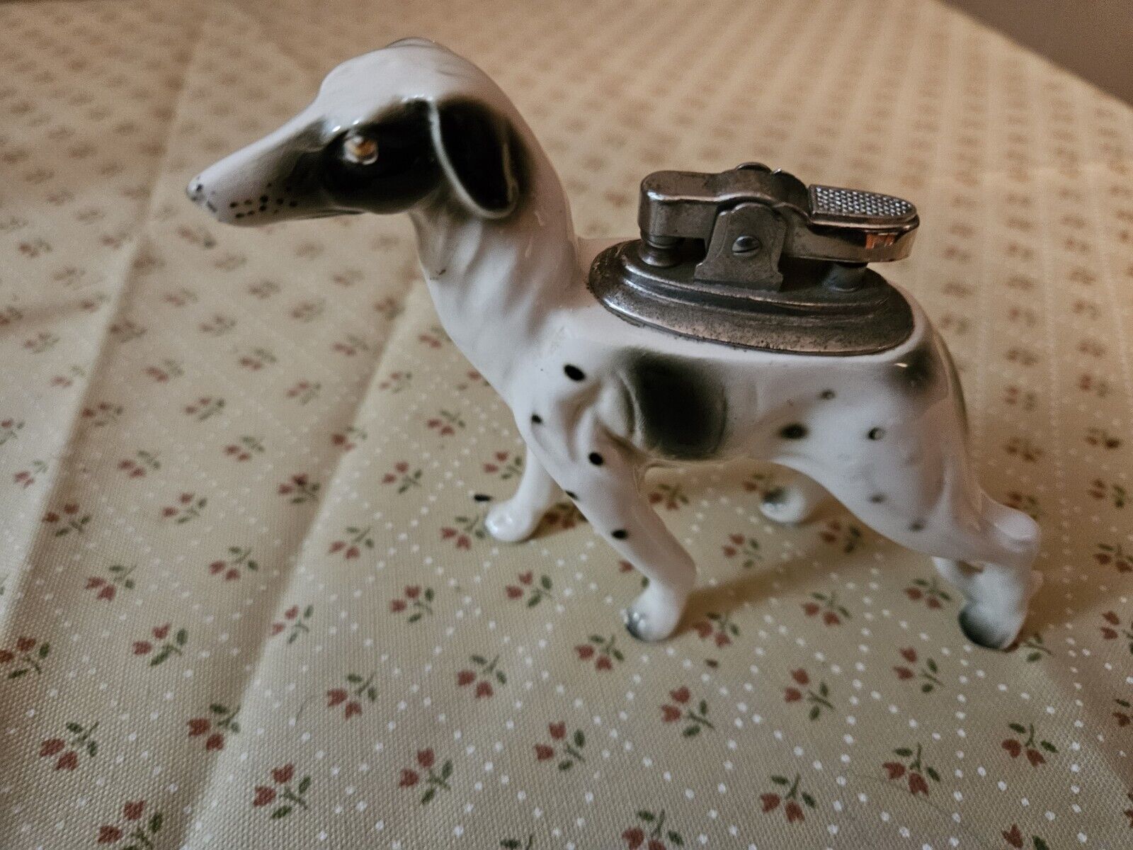 Vintage Greyhound Dog Ceramic Figure Tabletop Lighter Japan