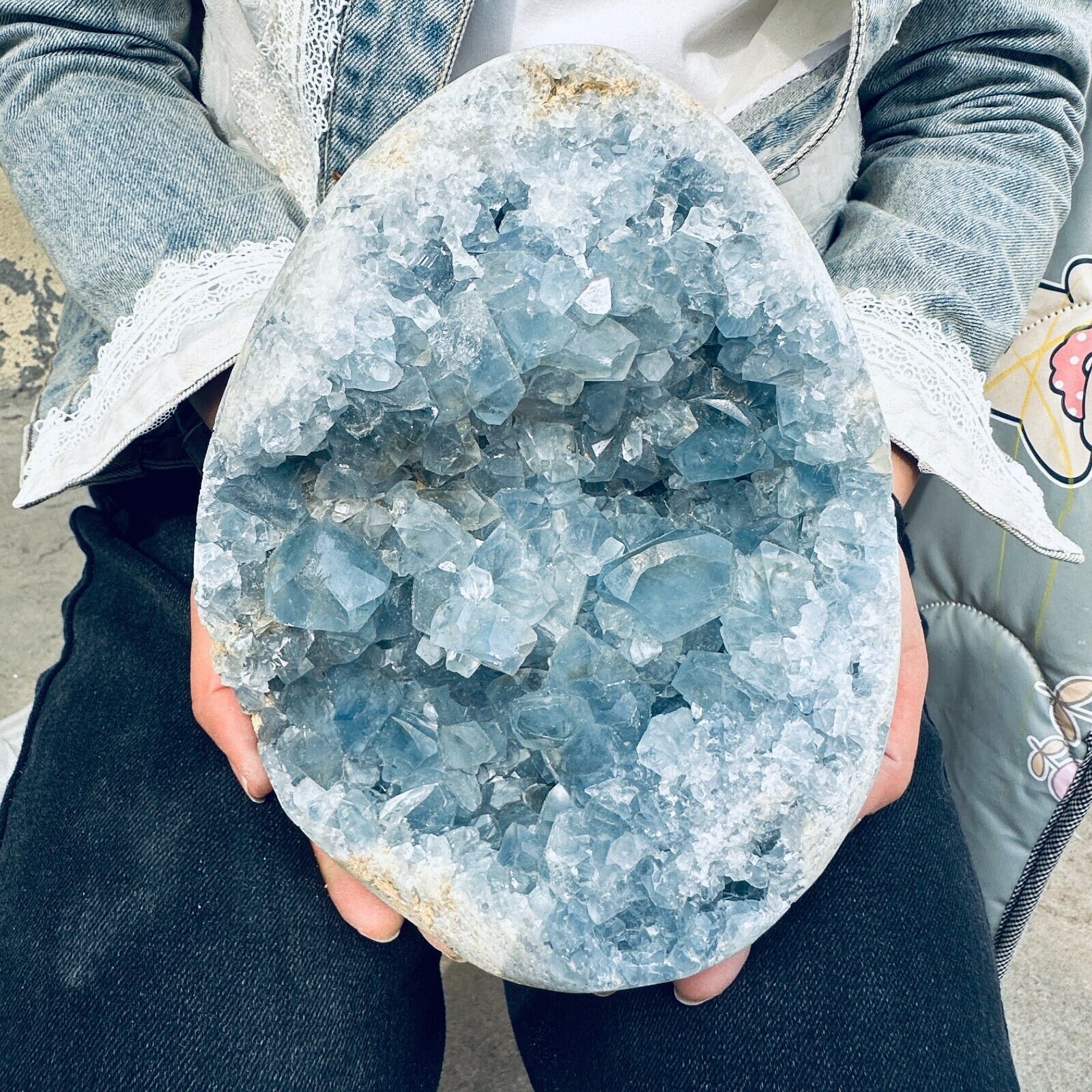 13.2LB Natural Beautiful Blue Celestite Crystal Geode Cave Mineral Specim6000g