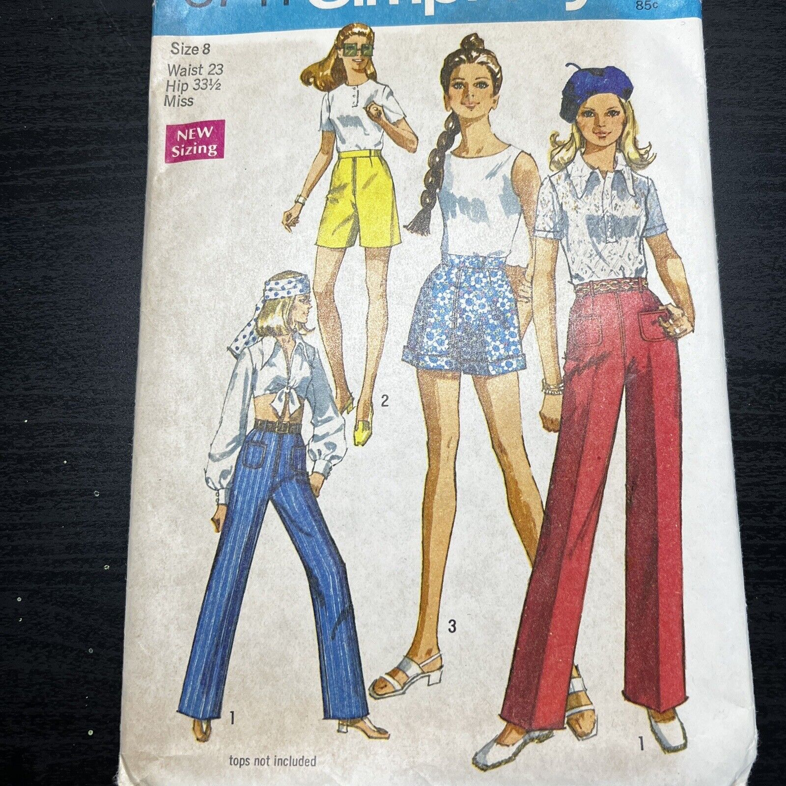 Vintage 1970s Simplicity 8741 Patch Pocket Pants Shorts Sewing Pattern 8 XXS CUT