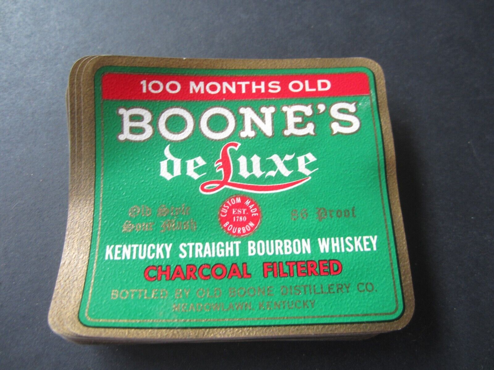 Wholesale Lot of 100 Old 1940\'s - BOONE\'S de Luxe - Whiskey LABELS - KY. - Large