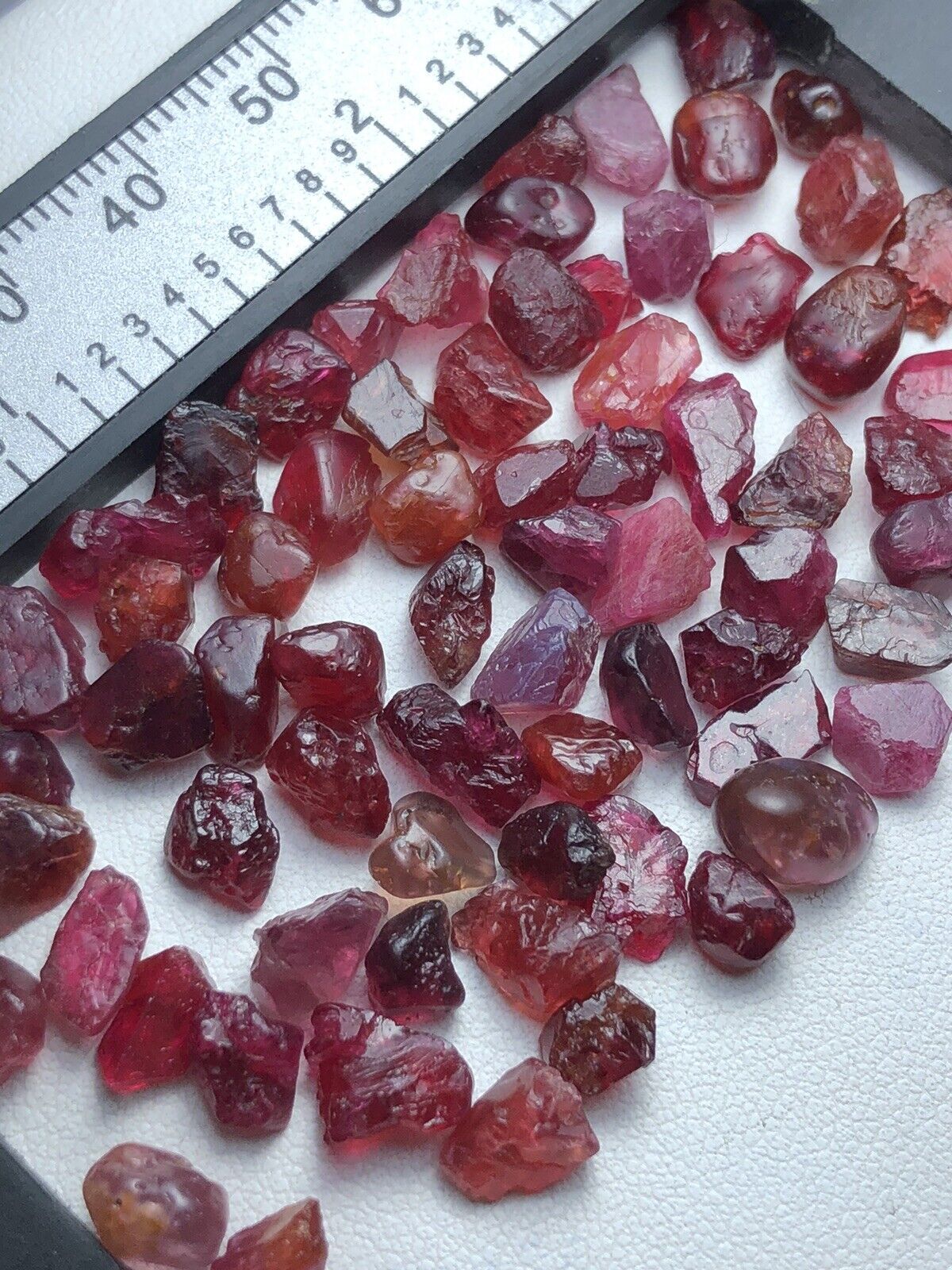 100 Crt / Natural Red Spinel Crystal Rough Mix Parcel,
