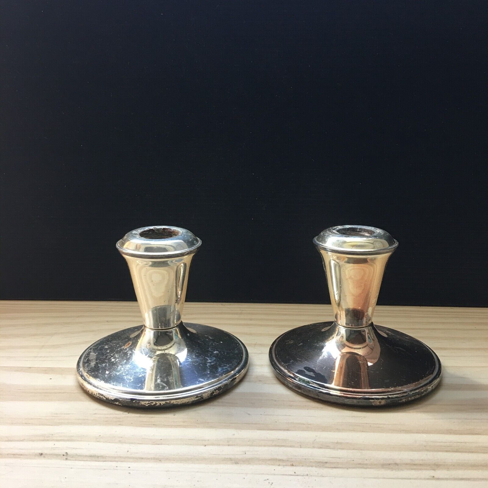 Pair of 1970s Vintage W & S Blackinton Fine Silver Plate Candle Holders