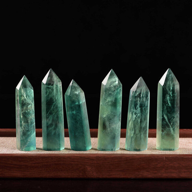 10Pcs 60-70mm Natural Crystal Point Wand Fluorite Quartz gemstone Chakra Healing