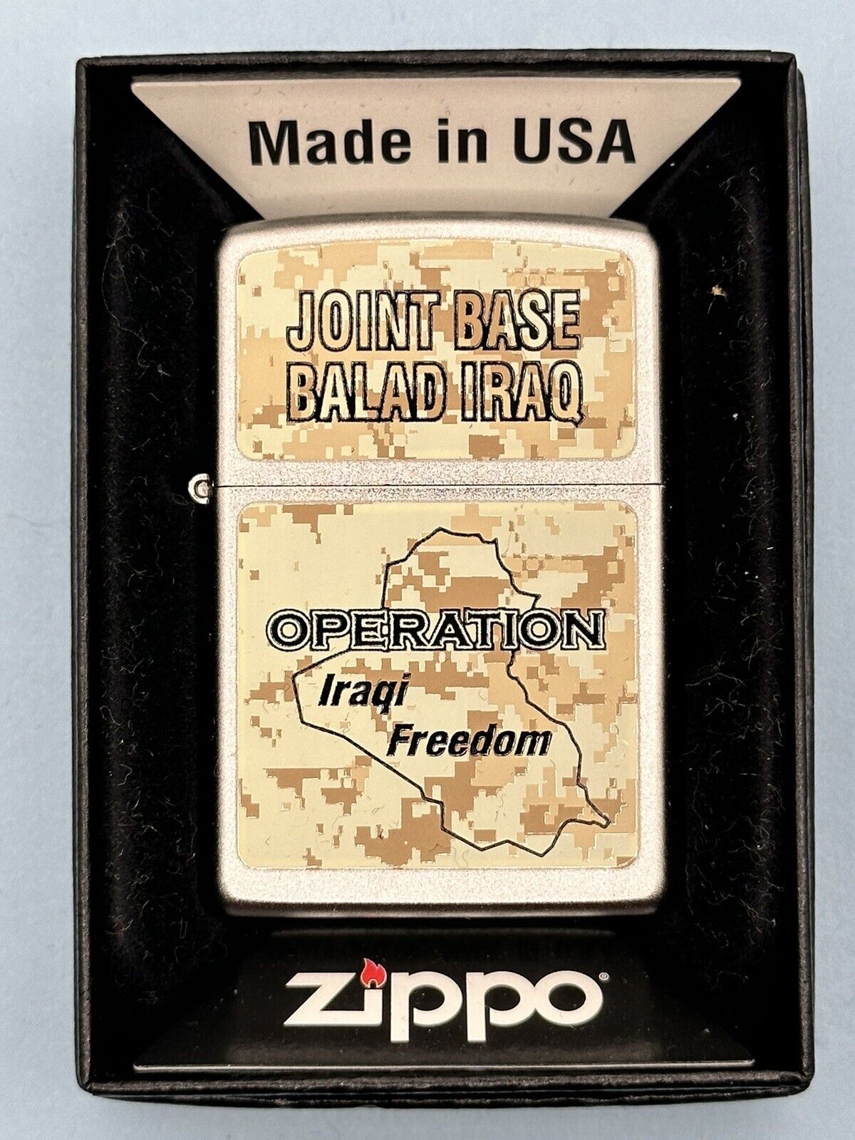 Vintage 2009 Joint Base Ballad Iraq Operation Iraqi Freedom Chrome Zippo Lighter