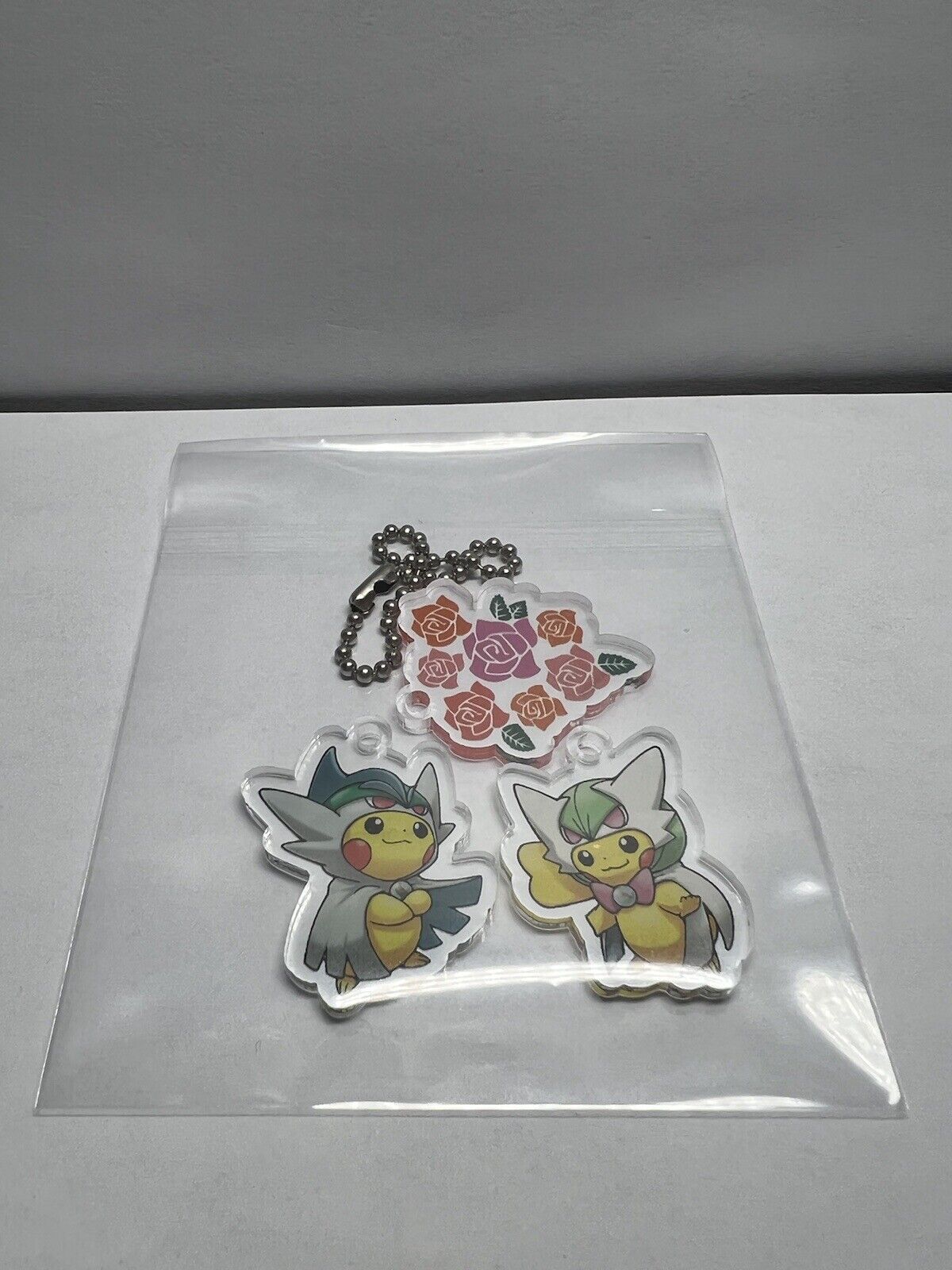 Pokemon Poncho Wearing Pikachu Gardevoir Gallade Acrylic Charm Key Chain