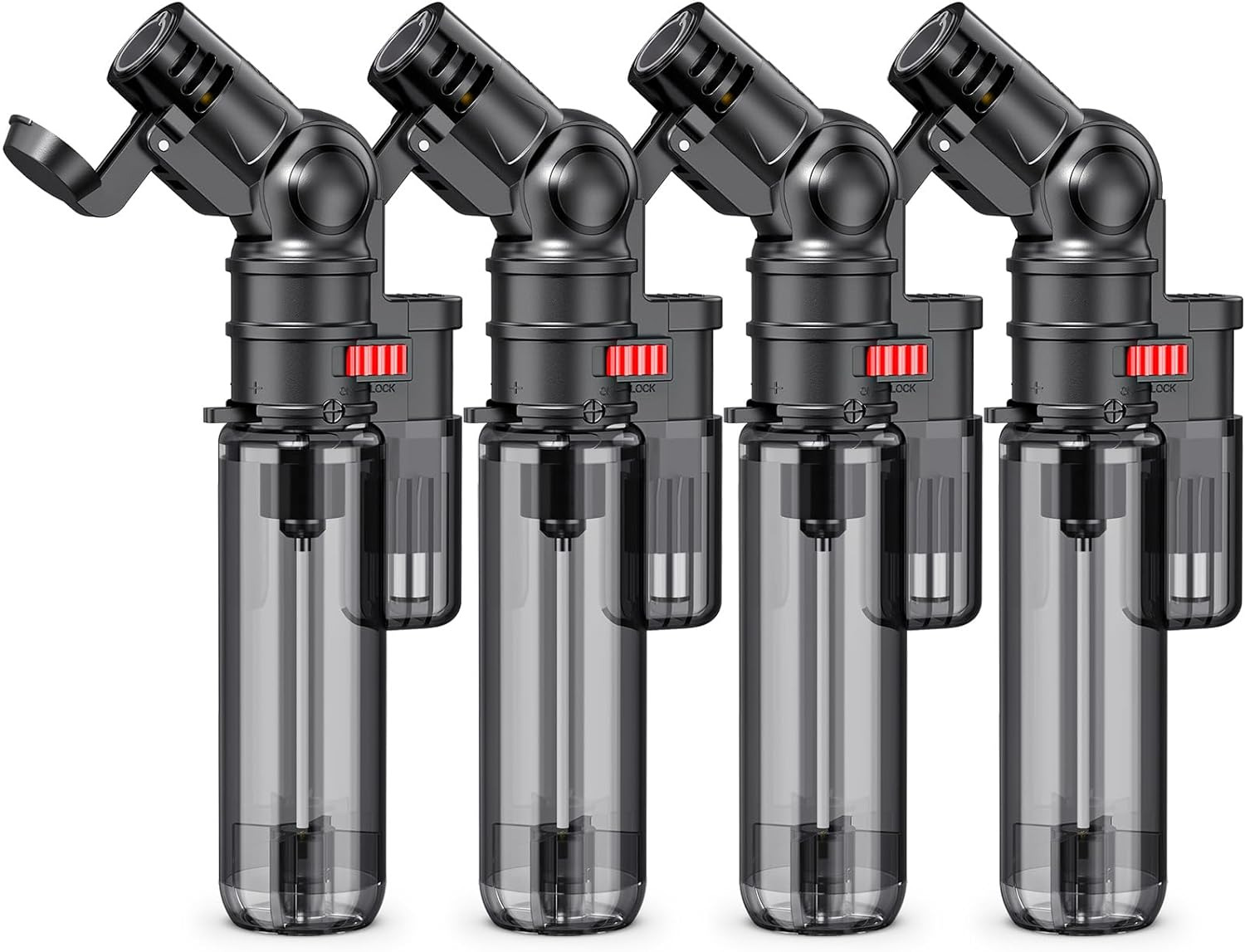 Torch Lighters 4 Pack Butane Refillable Torch Lighter Rotatable Head Windproof