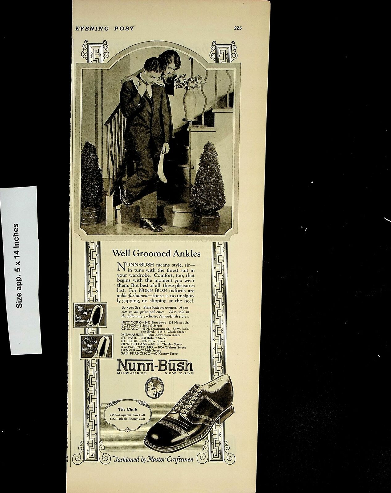 1926 Nunn-Bush Oxford Shoes Vintage Print Ad 4498
