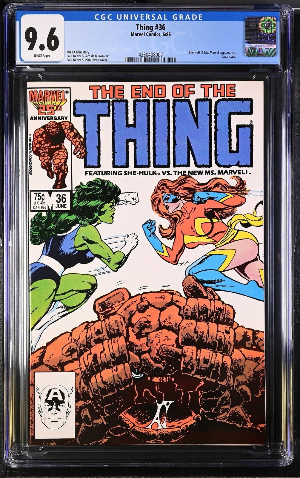 Thing 36 CGC 9.6 1986 4330408007 Final Issue She Hulk-Ms. Marvel Key Scarce