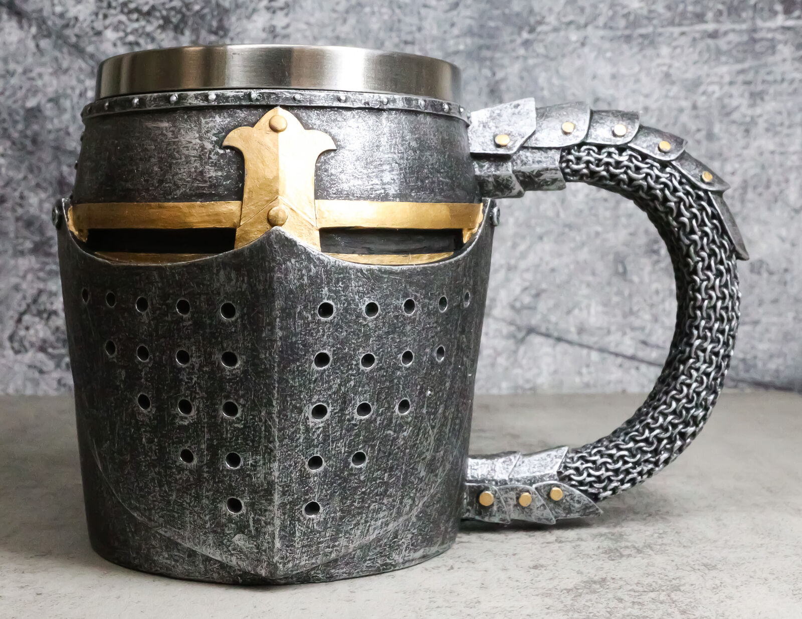 Ebros Medieval Knight Of The Cross Suit of Armor Helm Drinkware Mug Cup 6.5\