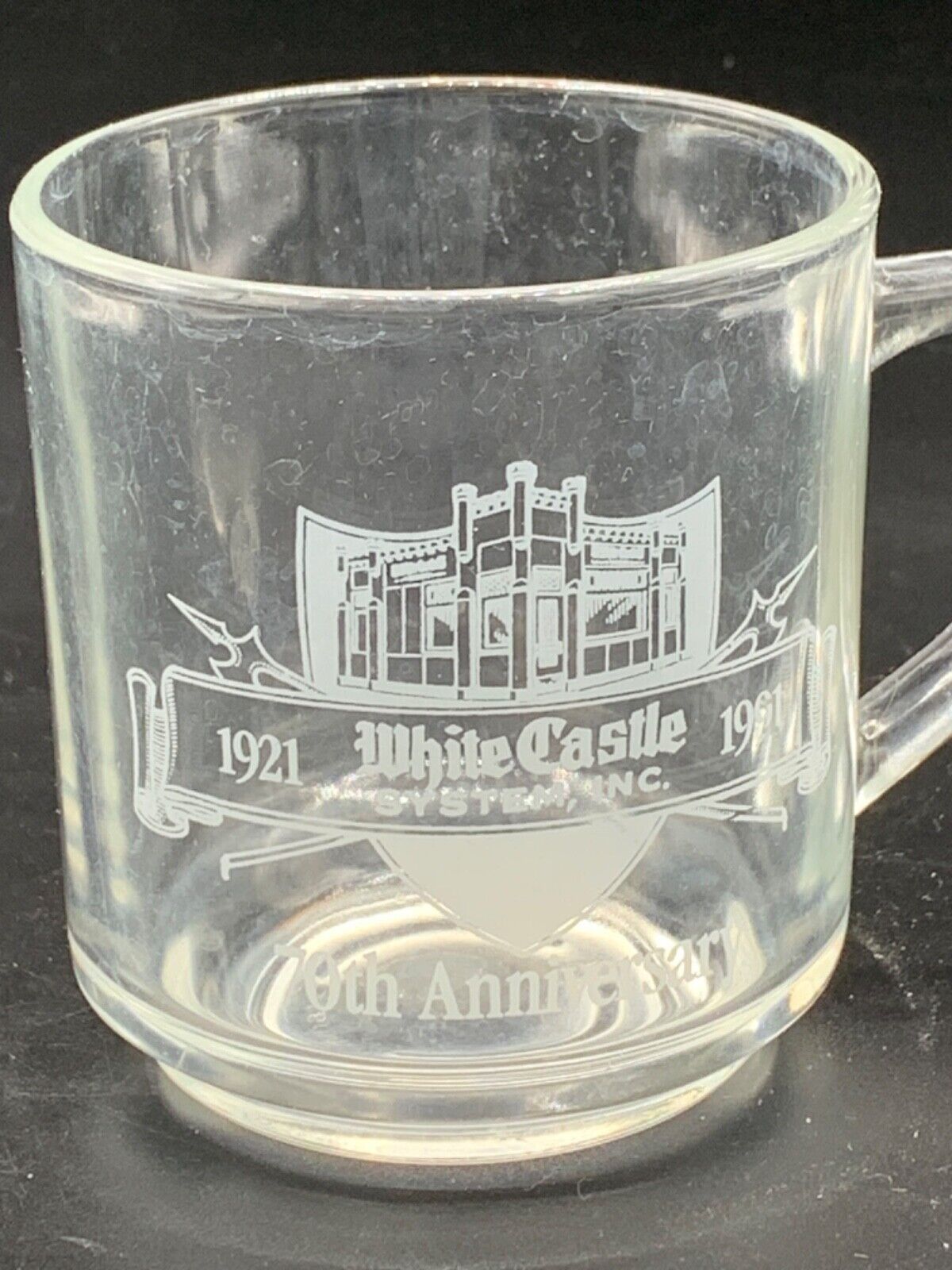 Vintage 70th Anniversary White Castle Glass Mug - 1991