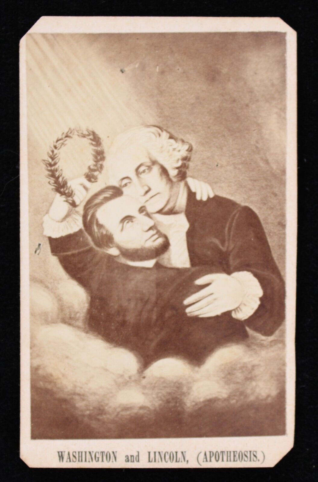 1865 Abraham Lincoln & Washington Apotheosis Assassination Memorial 2.5x4 Card