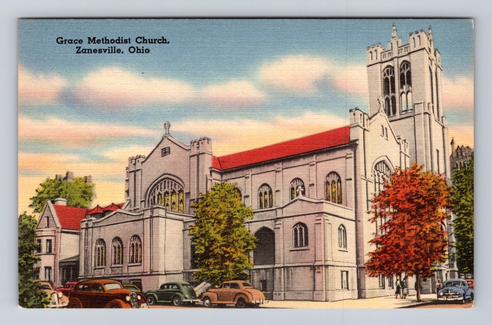 Zanesville OH-Ohio, Grace Methodist Church, Religion, Antique, Vintage Postcard