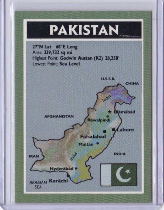 1990 League of Nations Calico Card #33 PAKISTAN (ID8)