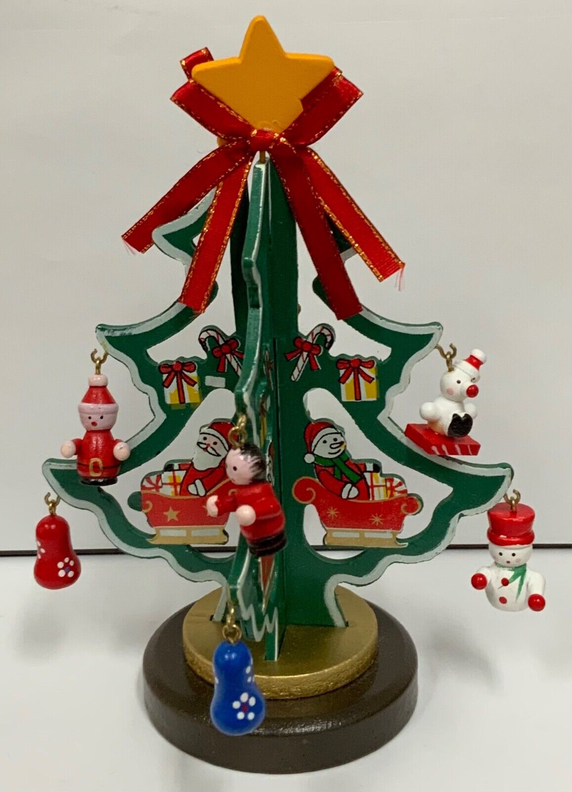 Slide Together 7 Inch Christmas Tree With Removable Wooden Ornaments