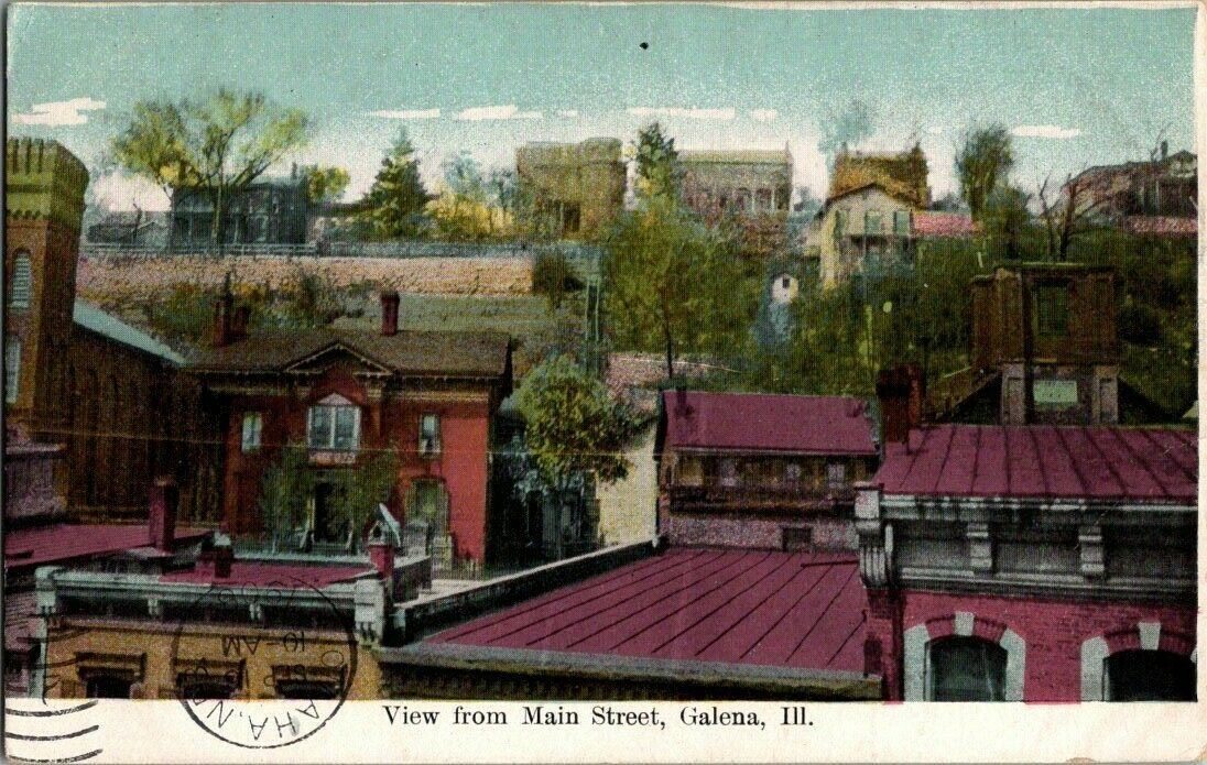 1908. VIEW FROM MAIN STREET, GALENA, ILL. POSTCARD EP18