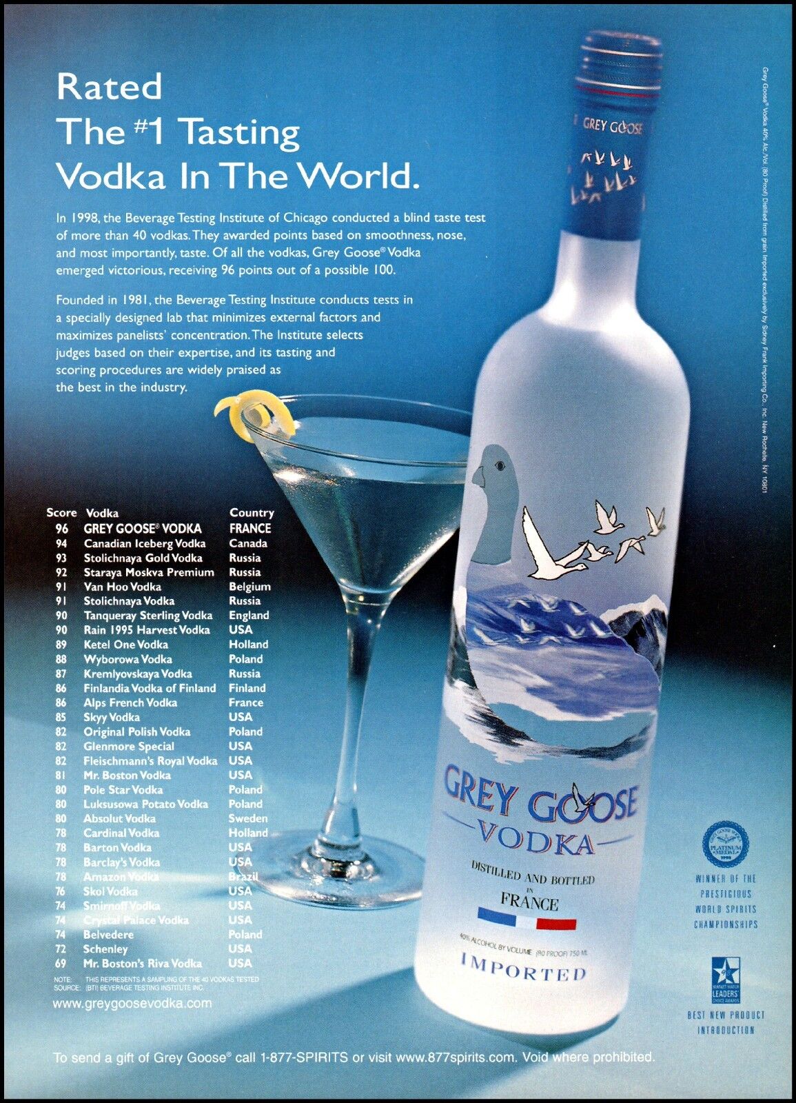 2003 Grey Goose vodka world\'s # 1 bottle glass vintage photo print ad  ads16