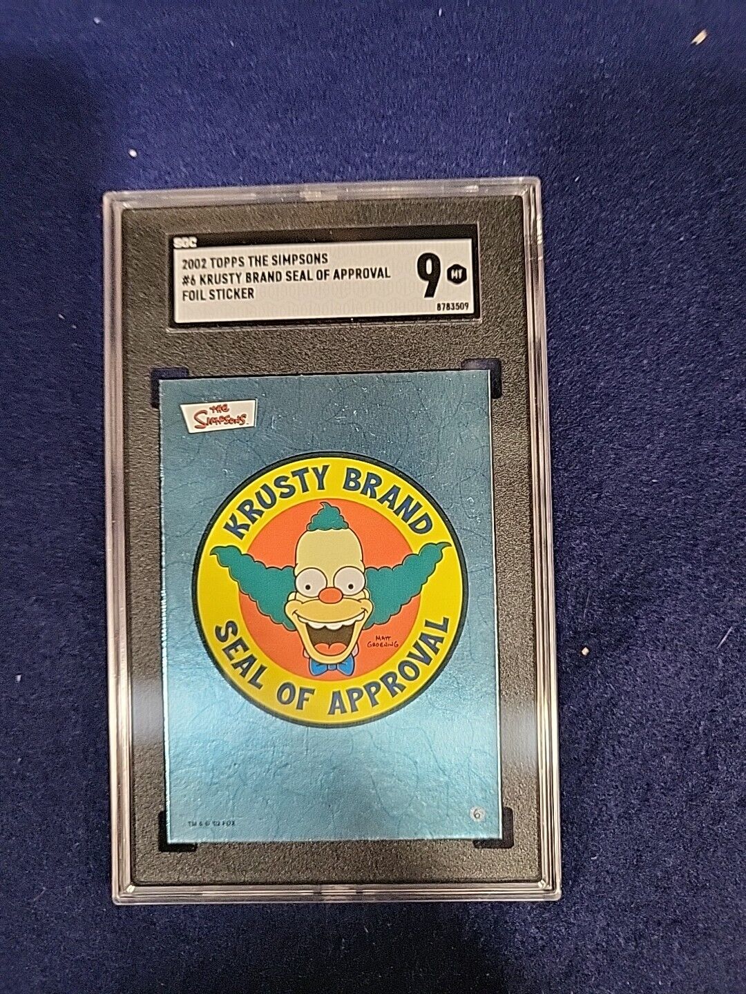 2002 Topps Simpsons #6 Krusty Seal Of Approval Sticker Foil Graded 9