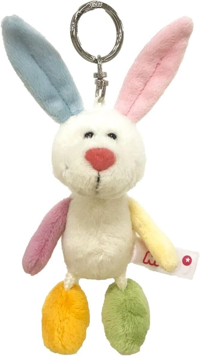 Niki Nici Stuffed Toy Key Ring Rainbow Rabbit JAPAN new