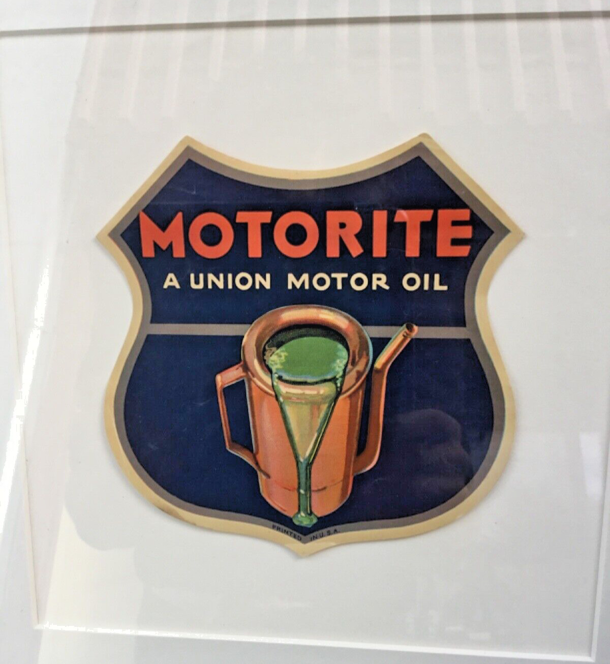 Vintage Union Oil Co Motorite Shield - Framed Ad Sign 