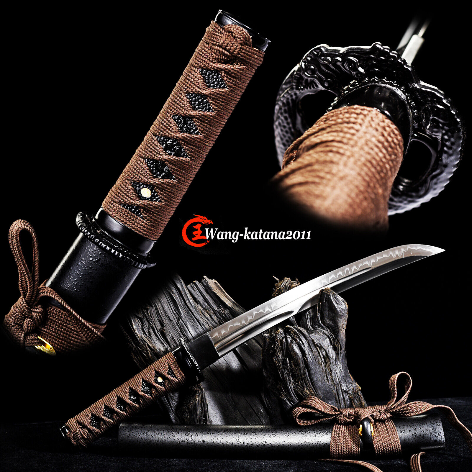 20''Tanto Sharp T10 Clay Tempered Japanese Samurai Short Sword Mini Knife Katana