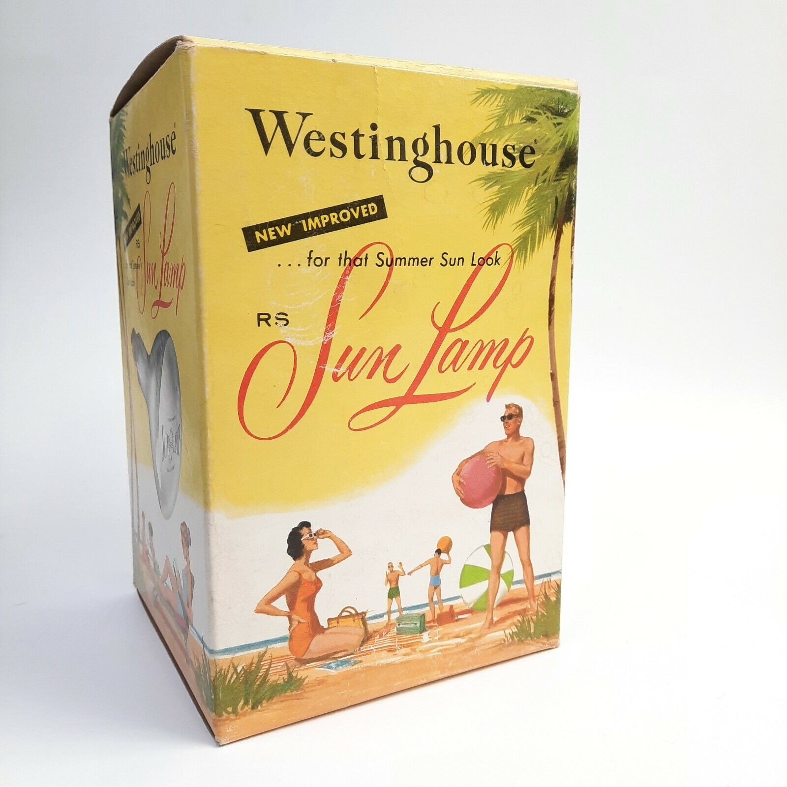 Westinghouse VTG Sun Lamp Tanning BULB 1960's Graphics Yellow Box Type RS 275W