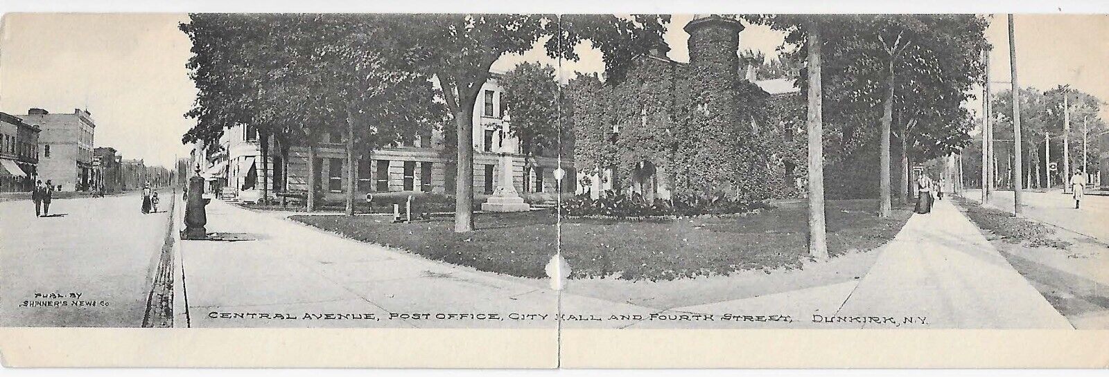 Postcard Panorama Fold Out Central Avenue Post Office Fourth Street Dunkirk NY
