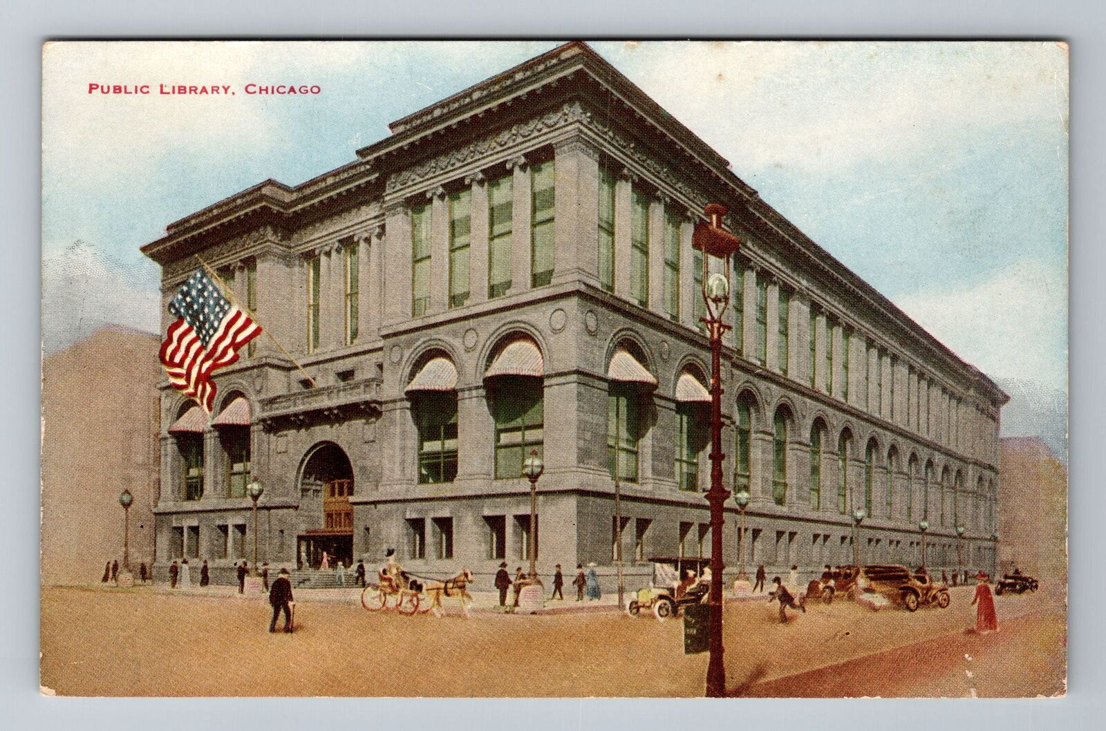 Chicago IL-Illinois, Chicago Public Library, Antique Vintage Souvenir Postcard