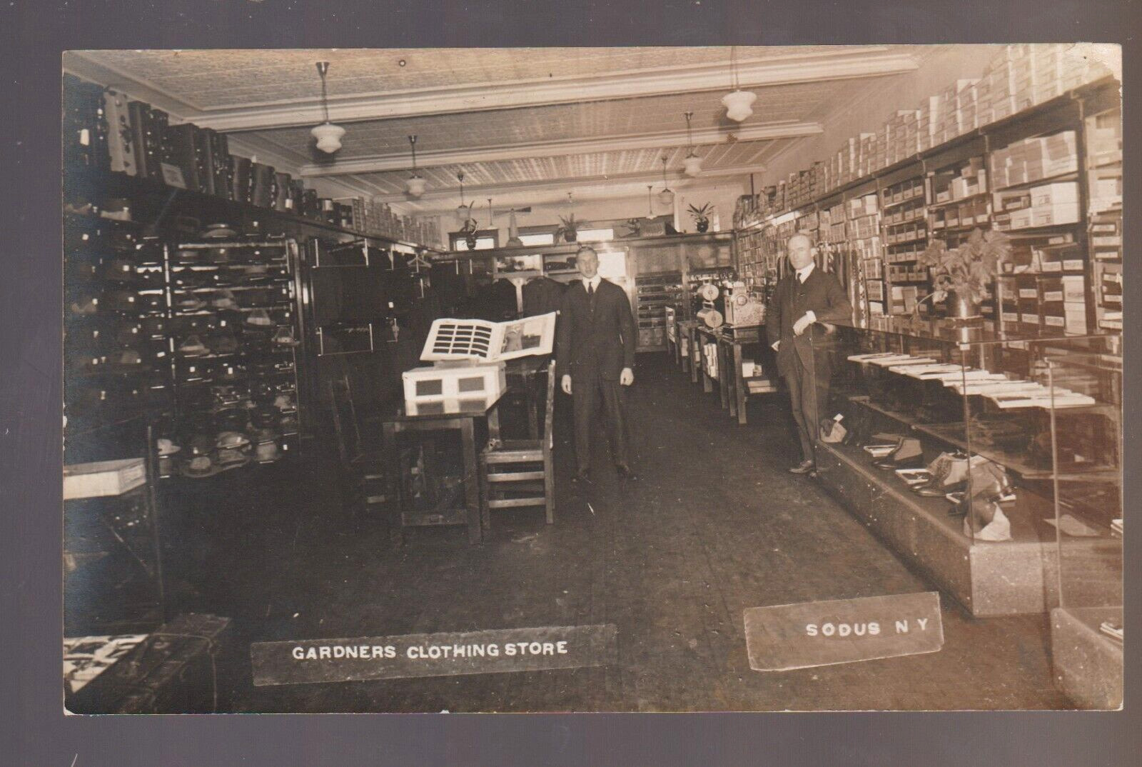 Sodus NEW YORK RPPC c1910 INTERIOR CLOTHING STORE Toggery nr Rochester Sterling