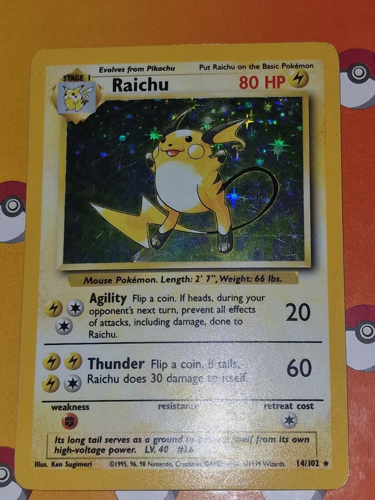 Pokémon TCG Raichu Base Set 14/102 Holo Unlimited Holo Rare