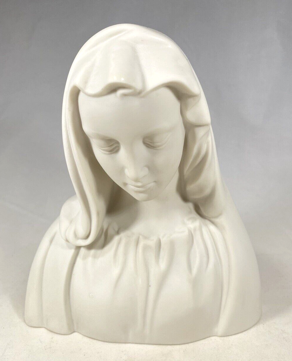 Vintage BOEHM White Porcelain Bisque Holy Virgin Mary Mother Bust Figure 6.5”