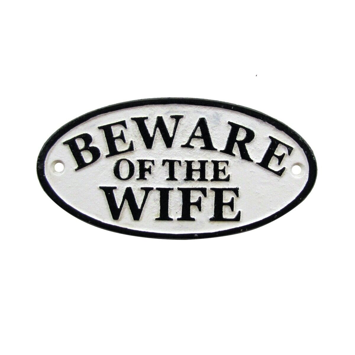 Funny Cast Iron Beware Wife Warning Wall Sign Novelty Garage Man Cave Bar Decor