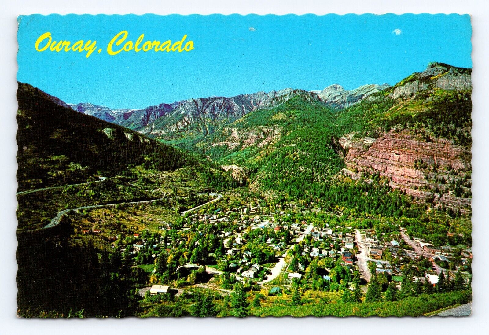 Old Postcard Ouray Colorado 1960-1970s Aerial View Campgrounds