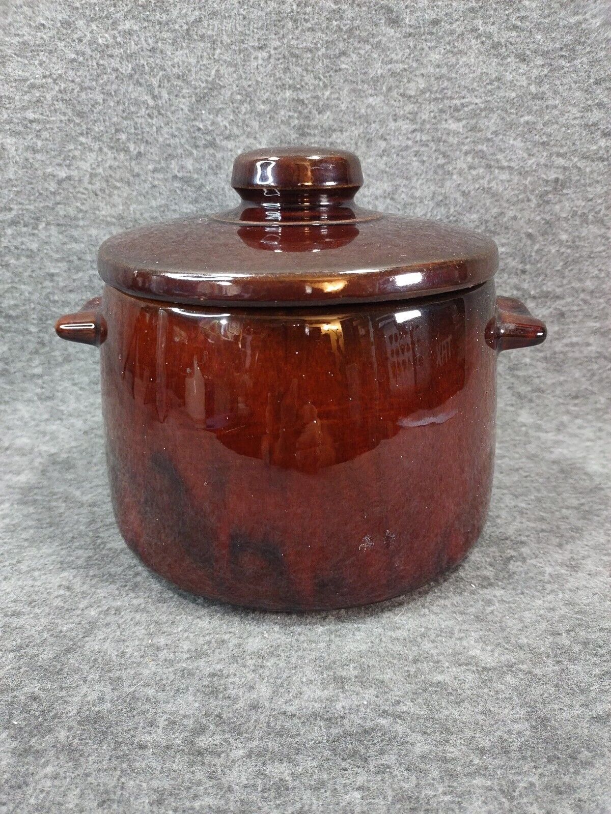 West Bend Vintage Bean Pot Crock Brown Glazed Stoneware W/Lid USA Pottery 1950’s