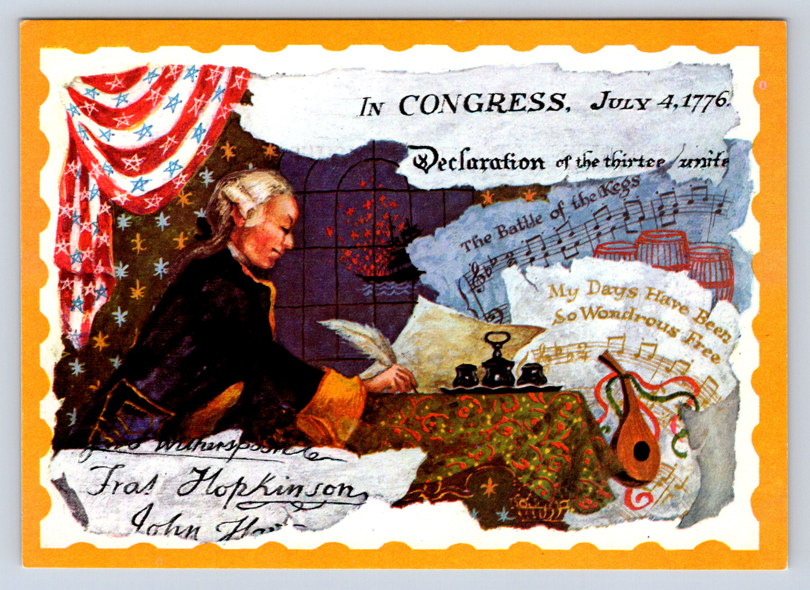 Vintage Postcard Congress Declaration Francis Hopkinson Patriotic