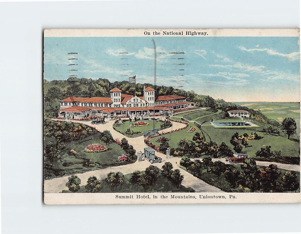 Postcard On the National Highway Summit Hotel in the Mountains Uniontown PA